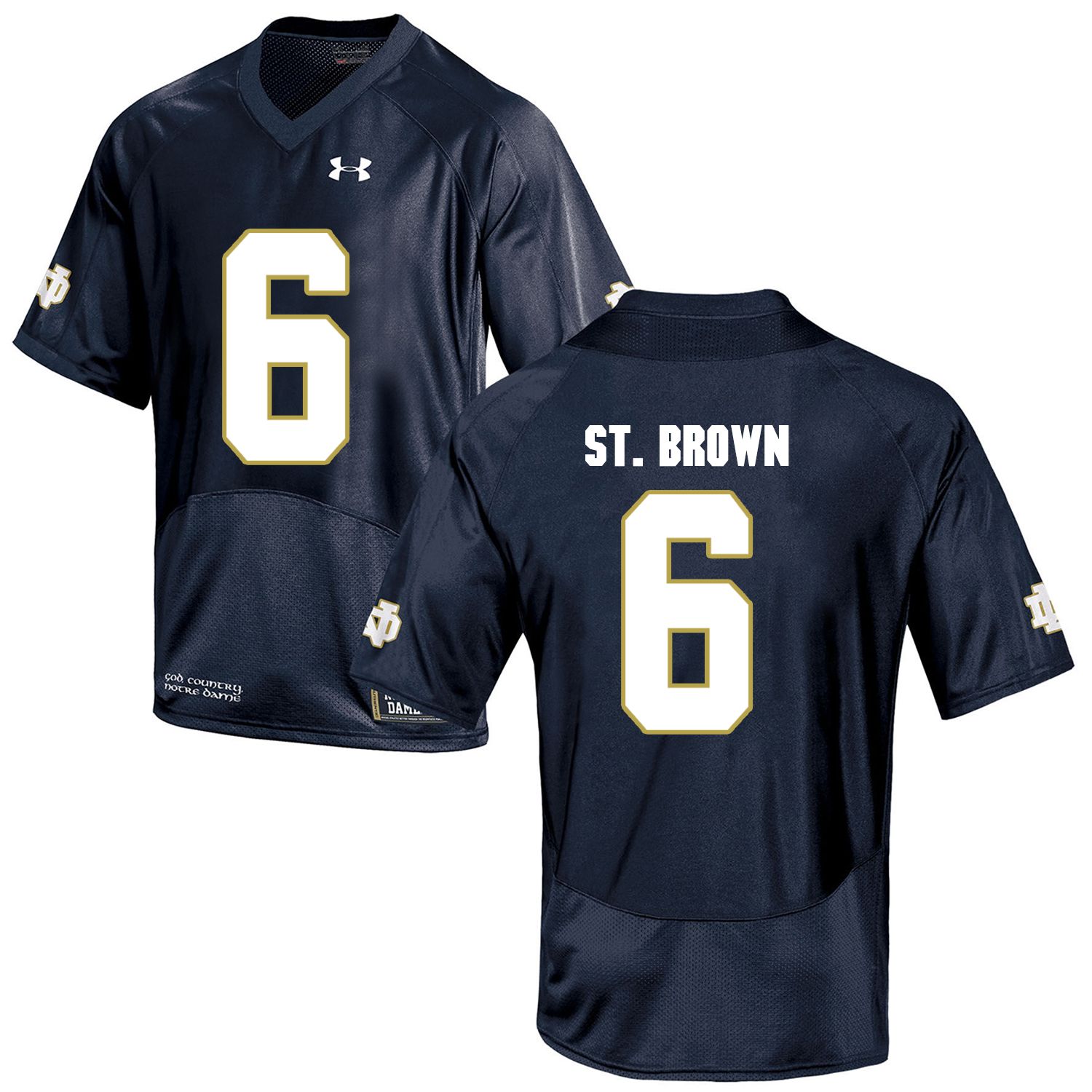 Men Norte Dame Fighting Irish #6 St.Brown Navy Blue Customized NCAA Jerseys->philadelphia eagles->NFL Jersey